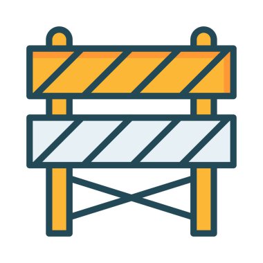 İnşaat bariyer düz simgesi beyaz arka plan, vektör, illüstrasyon izole