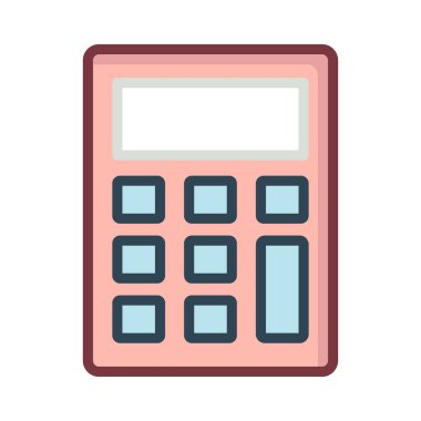 matematik hesap makinesi düz simgesi beyaz arka plan, vektör, illüstrasyon izole