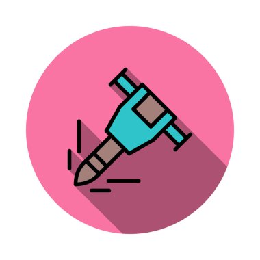 İnşaat matkap makinesi düz simgesi beyaz arka plan, vektör, illüstrasyon izole 