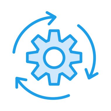 Beyaz arka plan, vektör, illüstrasyon izole düz simge okları ayarı ile dişli