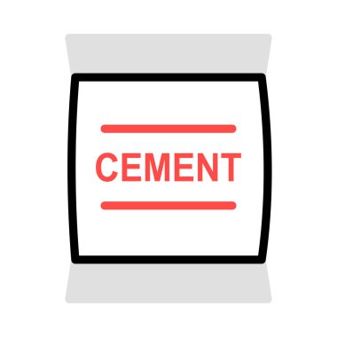 İnşaat çimento çuval düz simgesi beyaz arka plan, vektör, illüstrasyon izole