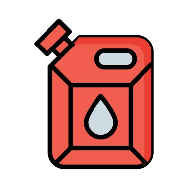 Petrol can düz beyaz arka plan, vektör, illüstrasyon izole simgesi
