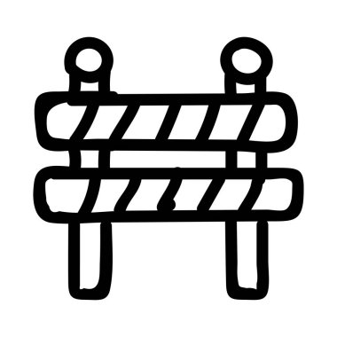 İnşaat bariyer düz simgesi beyaz arka plan, vektör, illüstrasyon izole