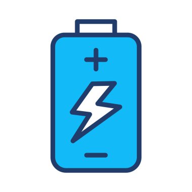 şarj pil düz simgesi beyaz arka plan, vektör, illüstrasyon izole