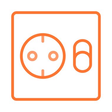 soket düz simgesi beyaz arka plan, vektör, illüstrasyon izole üzerinde anahtarı ile