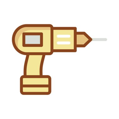 İnşaat matkap makinesi düz simgesi beyaz arka plan, vektör, illüstrasyon izole 