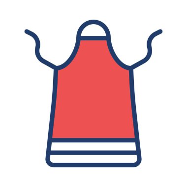 mutfak koruyucu önlük düz simgesi beyaz arka plan, vektör, illüstrasyon izole  