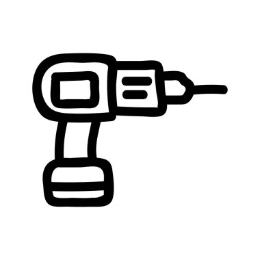 İnşaat matkap makinesi düz simgesi beyaz arka plan, vektör, illüstrasyon izole 