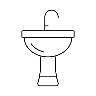 lavabo musluk düz simgesi beyaz arka plan, vektör, illüstrasyon izole