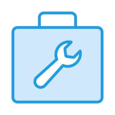 İnşaat aracı kutusu düz simgesi beyaz arka plan, vektör, illüstrasyon izole