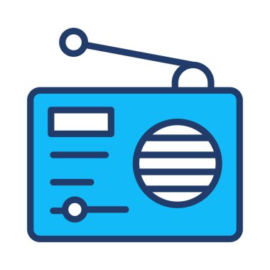 radyo anten düz simgesi beyaz arka plan, vektör, illüstrasyon izole