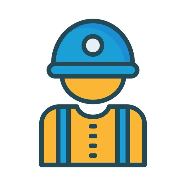 Ingeniero Construcción Avatar Icono Plano Aislado Sobre Fondo Blanco Vector — Vector de stock