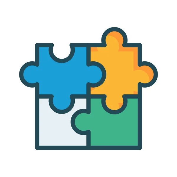 Solução Puzzle Jigsaw Vetor Ilustração —  Vetores de Stock