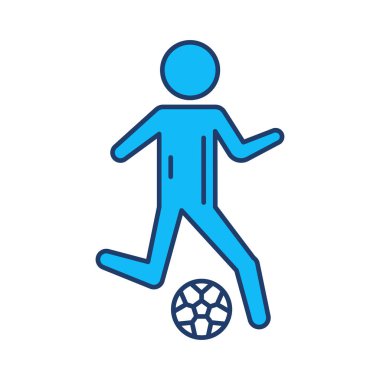 ile top, vektör çizim oynarken futbol oyuncusu  