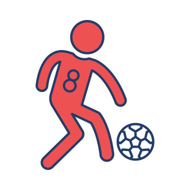 ile top, vektör çizim oynarken futbol oyuncusu  