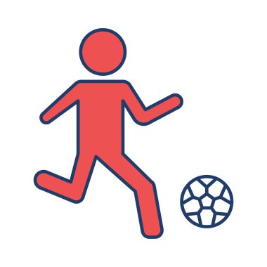 ile top, vektör çizim oynarken futbol oyuncusu  