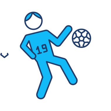 ile top, vektör çizim oynarken futbol oyuncusu  