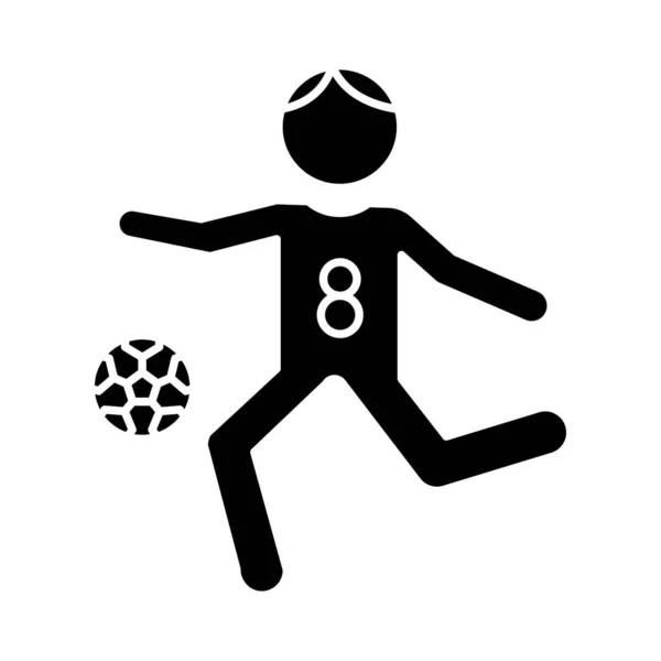 Jugador Fútbol Jugando Con Pelota Vector Ilustración — Vector de stock