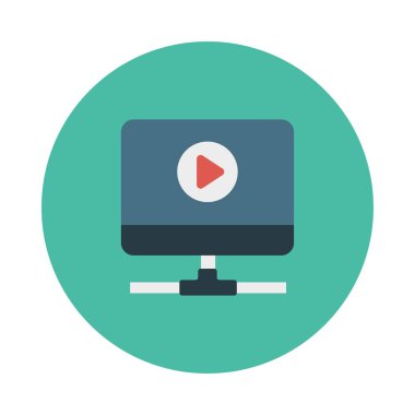 video oynatma düz simge, vektör, illüstrasyon 