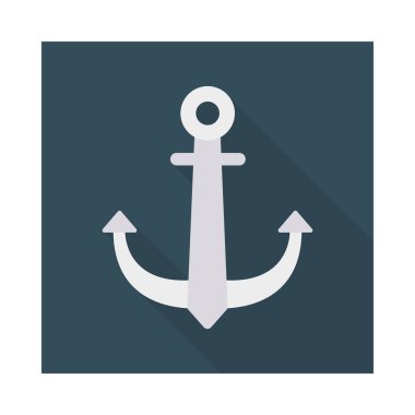 deniz çapa düz simgesi, vektör, illüstrasyon 