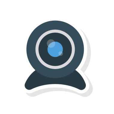 web kamerası düz simge, vektör, illüstrasyon