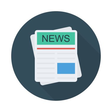 gazete düz simge, vektör, illüstrasyon