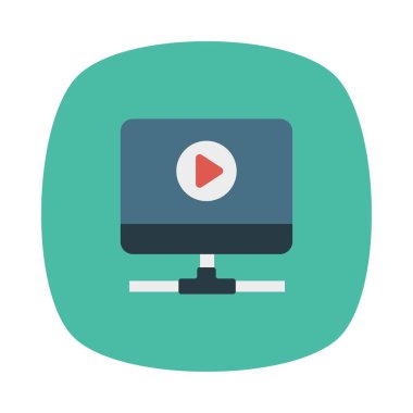 video oynatma düz simge, vektör, illüstrasyon 