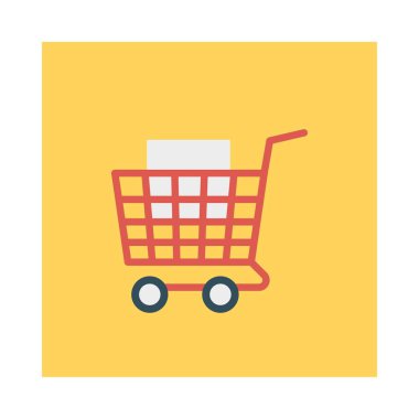 alışveriş sepeti düz simgesi, vektör, illüstrasyon