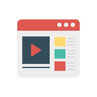 video reklam düz simge, vektör, illüstrasyon