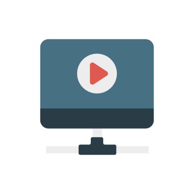 video oynatma düz simge, vektör, illüstrasyon 