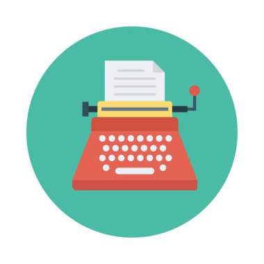 daktilo düz simgesi, vektör, illüstrasyon