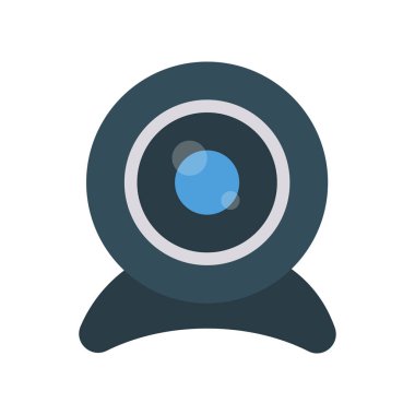 web kamerası düz simge, vektör, illüstrasyon