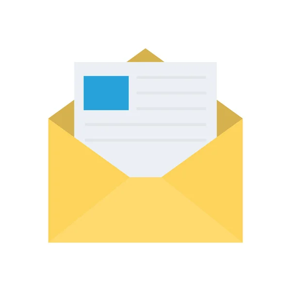 Enveloppe Ouverte Avec Mail Icône Plate Vecteur Illustration — Image vectorielle