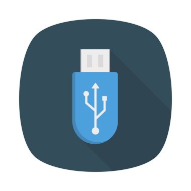 Usb sürücü düz simgesi, vektör, illüstrasyon 