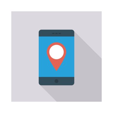 akıllı telefon ekranında yer pindüz simgesi, vektör, illüstrasyon