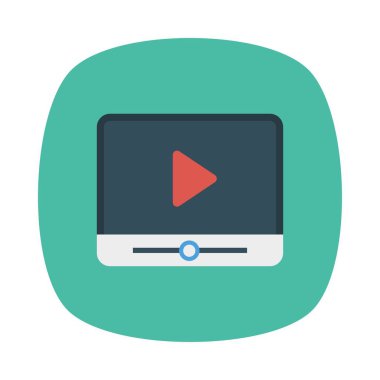 video oynatıcı düz simge, vektör, illüstrasyon