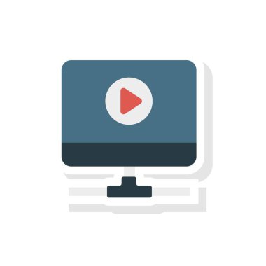 video oynatma düz simge, vektör, illüstrasyon 