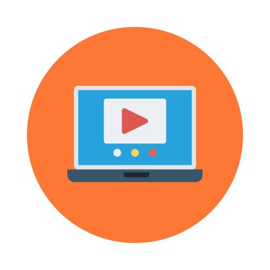 video oynatma düz simge, vektör, illüstrasyon