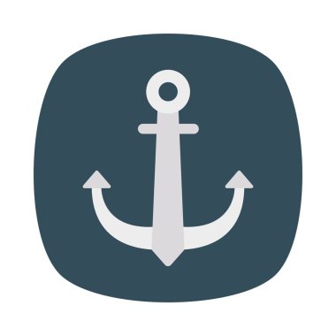 deniz çapa düz simgesi, vektör, illüstrasyon 