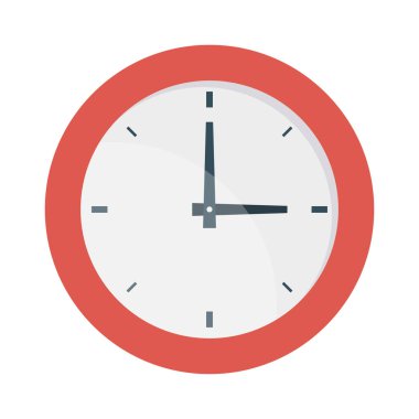 Saat düz simgesi, vektör, illüstrasyon