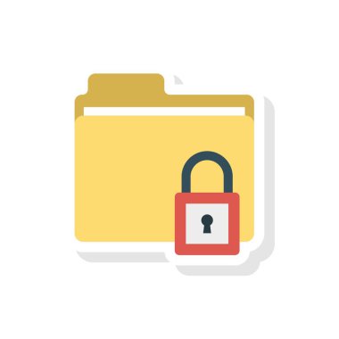 kilit düz simgesi, vektör, illüstrasyon ile özel klasör