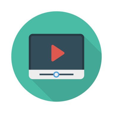 video oynatıcı düz simge, vektör, illüstrasyon