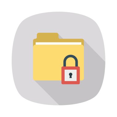 kilit düz simgesi, vektör, illüstrasyon ile özel klasör