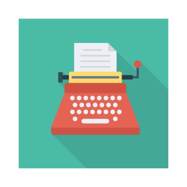 daktilo düz simgesi, vektör, illüstrasyon