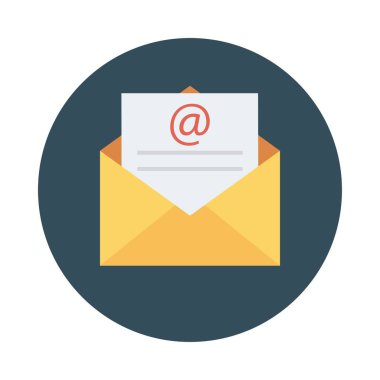 e-posta düz simgesi, vektör, illüstrasyon ile açılan zarf