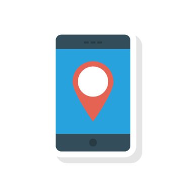 akıllı telefon ekranında yer pindüz simgesi, vektör, illüstrasyon