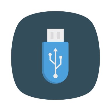 Usb sürücü düz simgesi, vektör, illüstrasyon 