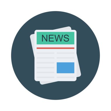 gazete düz simge, vektör, illüstrasyon