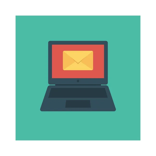 Email Tela Laptop Ícone Plano Vetor Ilustração — Vetor de Stock