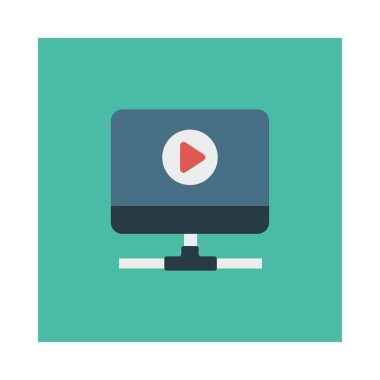 video oynatma düz simge, vektör, illüstrasyon 